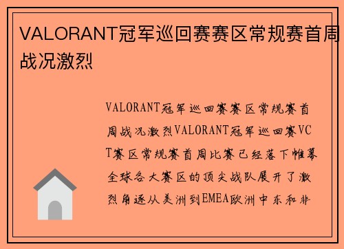 VALORANT冠军巡回赛赛区常规赛首周战况激烈
